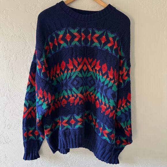 American Eagle Other - VIntage American Eagle Mens Chunky Knit 90s Sweater Size XL Dadcore Aztec Tribal